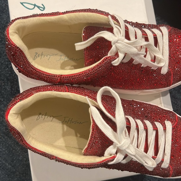 Betsey Johnson Red Sparkle Sidney Sneakers - Picture 5 of 6